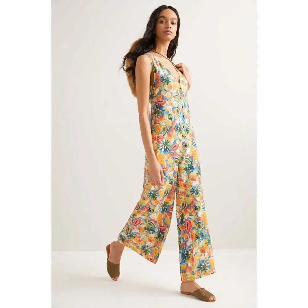 NWT ANTHROPOLOGIE X FARM RIO Sz M FRUIT MEDLEY JUMPSUIT PRINTED ONE PIECE